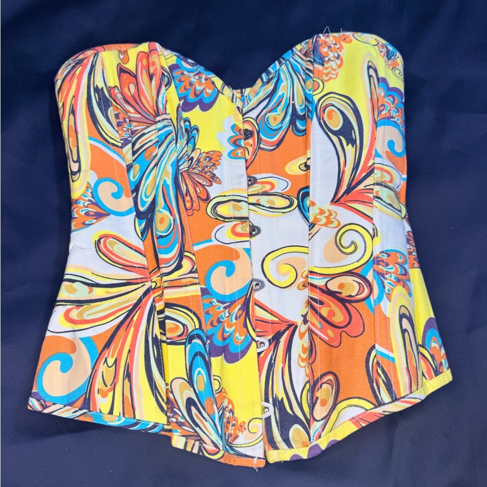 Colorful Strapless Corset Top